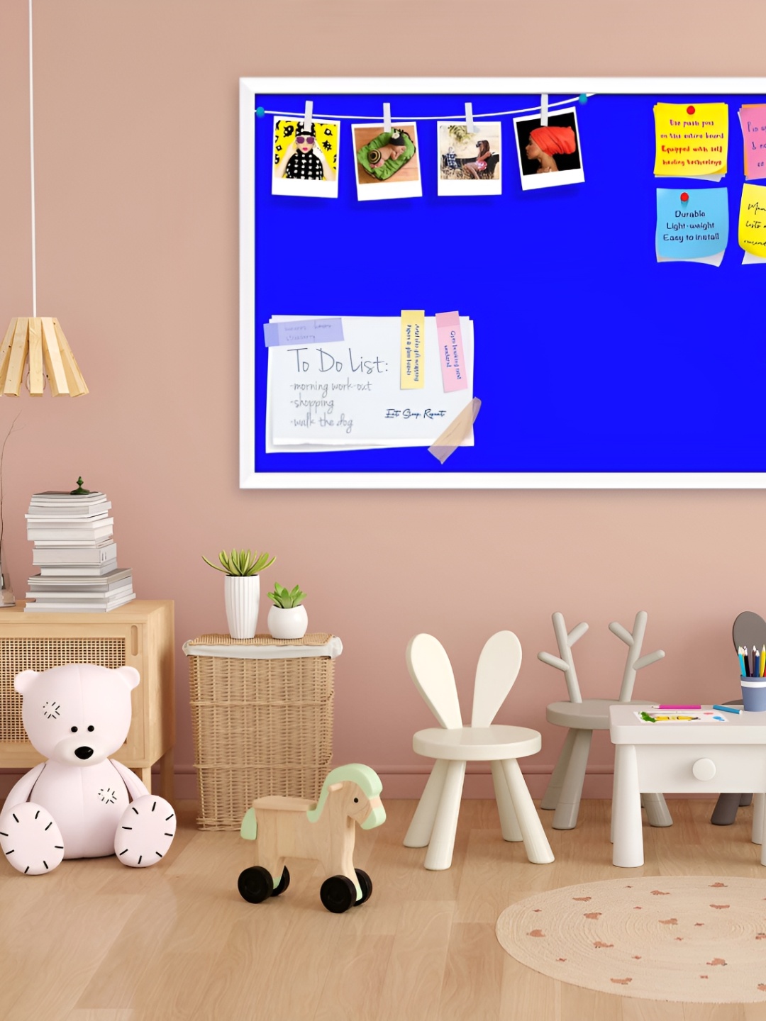 

ArtzFolio White & Blue Wood Bulletin Board With Sticky Notes Wall Hangings Decor