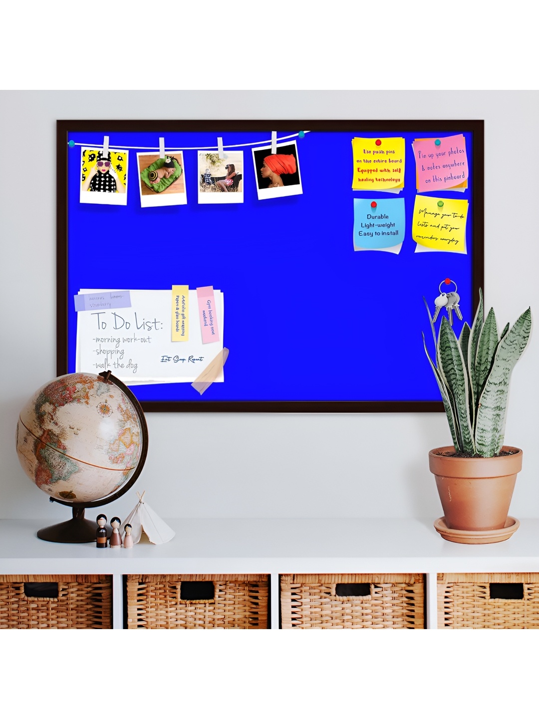 

ArtzFolio Brown & Blue Printed Wooden Bulletin Board