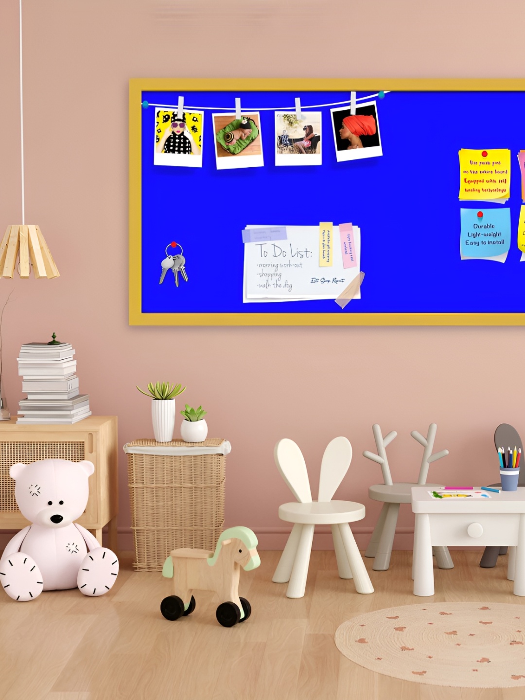 

ArtzFolio Gold Toned & Blue Wooden Bulletin Board Wall Decor