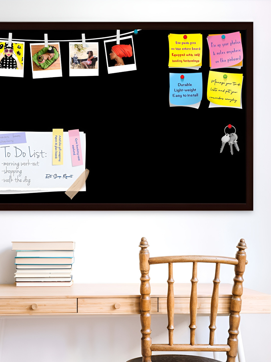 

ArtzFolio Brown & Grey Printed Wooden Bulletin Board With Sticky Notes