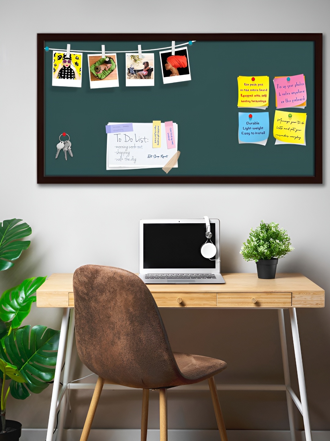 

ArtzFolio Black & Green Wooden Bulletin Board With Sticky Notes Wall Hanging Decor
