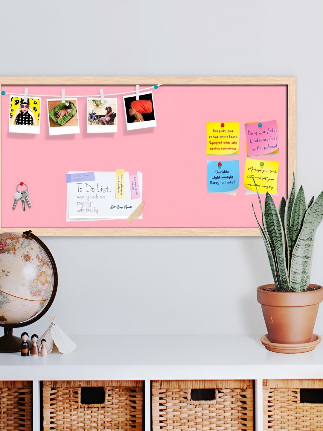 ArtzFolio Brown & Pink Printed Wooden Bulletin Board
