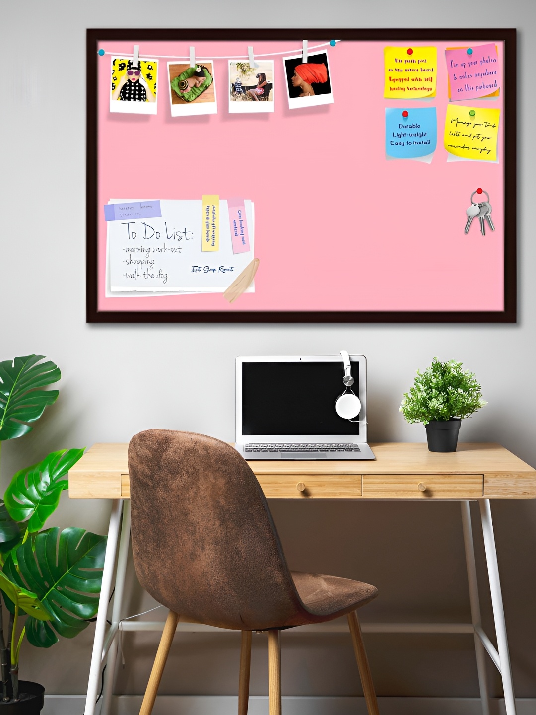 ArtzFolio Brown & Pink Wooden Bulletin Board