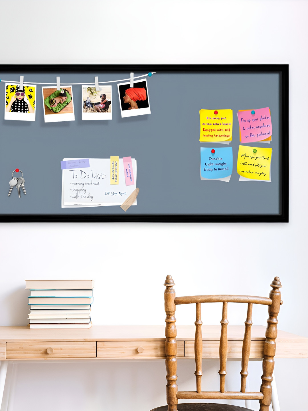 

ArtzFolio Grey & Black Wooden Bulletin Board With Sticky Notes Wall Hanging Decor