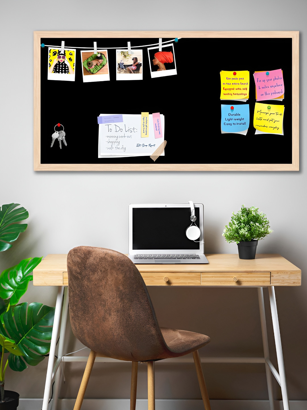 

ArtzFolio Black & Grey Printed Wooden Bulletin Board With Sticky
