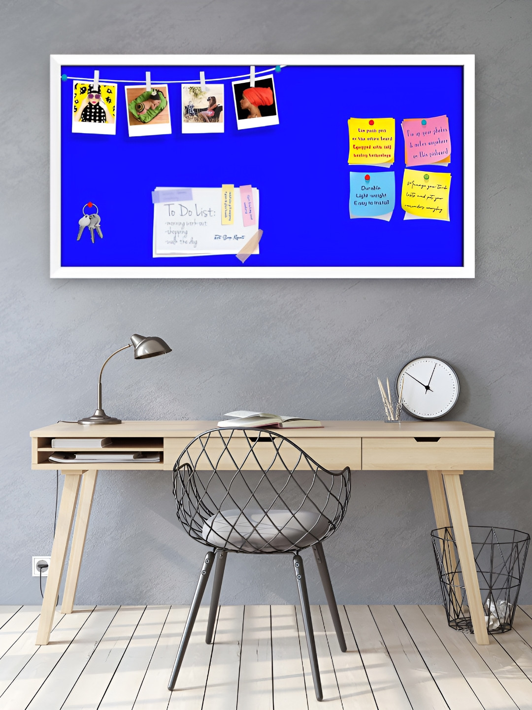 

ArtzFolio White & Blues Printed Wooden Bulletin Board