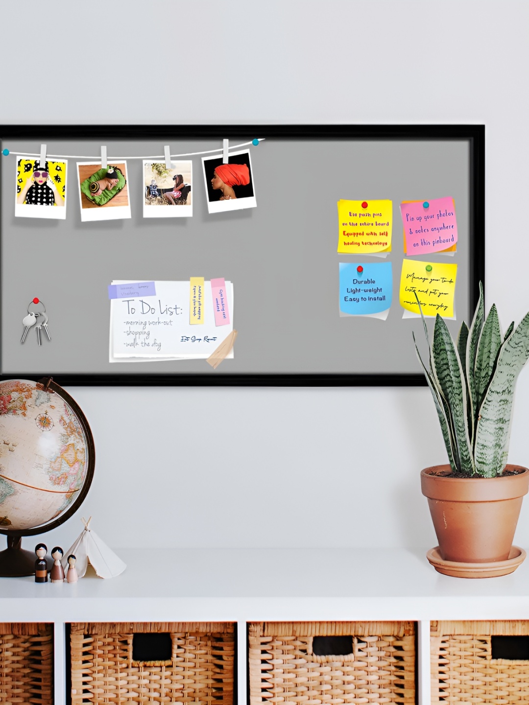 

ArtzFolio Grey Wooden Bulletin Board With Sticky Notes