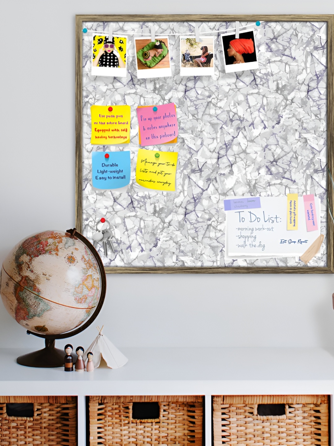 ArtzFolio Copper Printed Wooden Bulletin Board With Sticky Notes