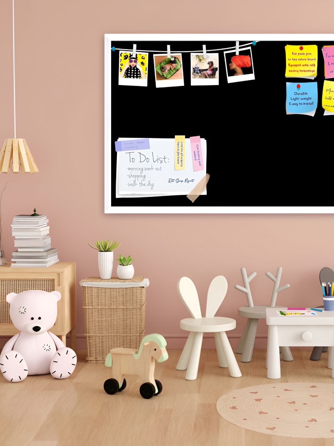 ArtzFolio White Printed Wooden Bulletin Board With Sticky Notes
