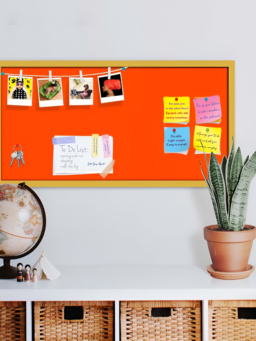 ArtzFolio Red Wood Bulletin Board With Sticky Notes, Gold