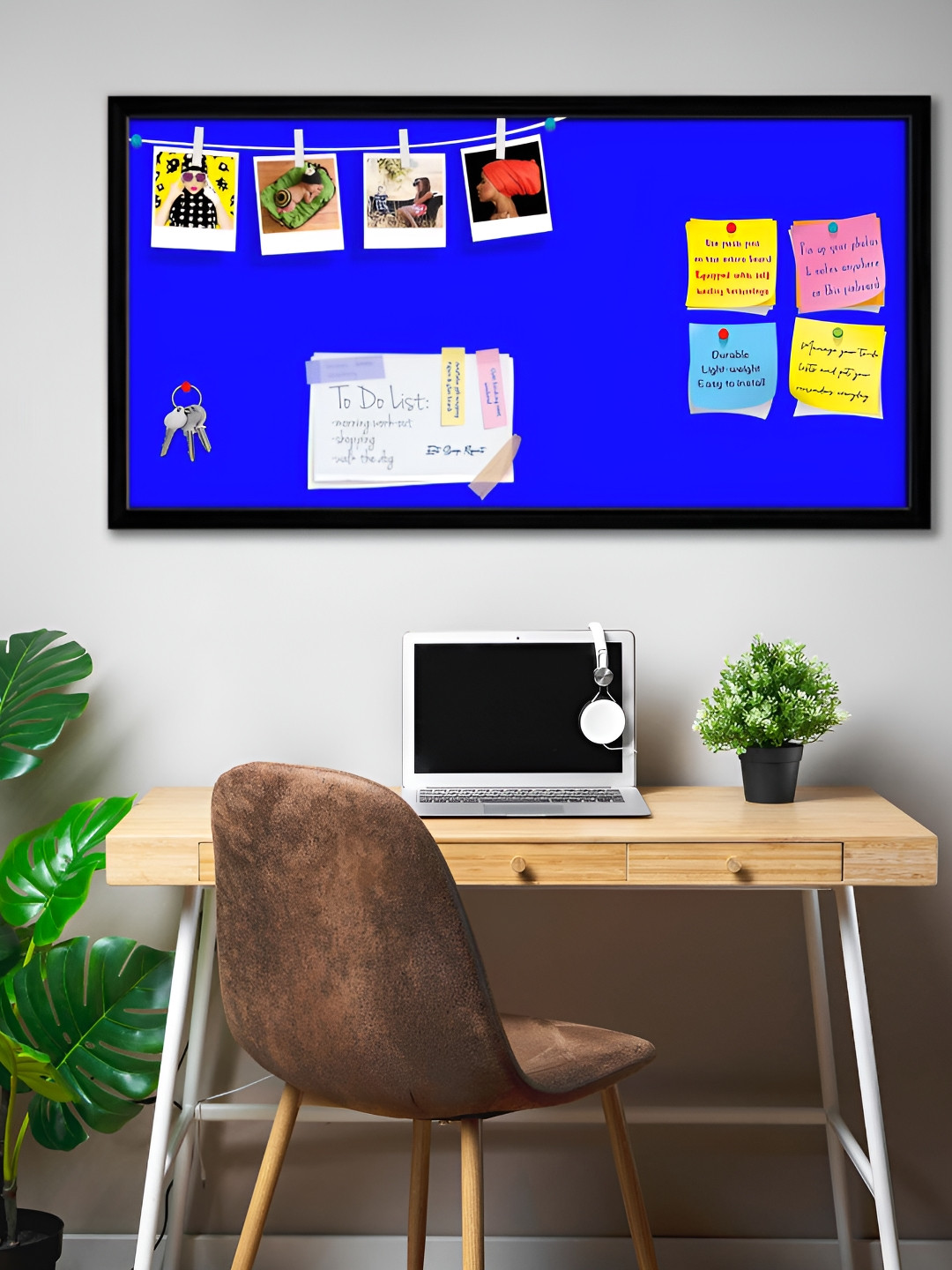 

ArtzFolio Blue & Yellow Wooden Bulletin Board With Push Pin & Sticky Notes Wall Decor