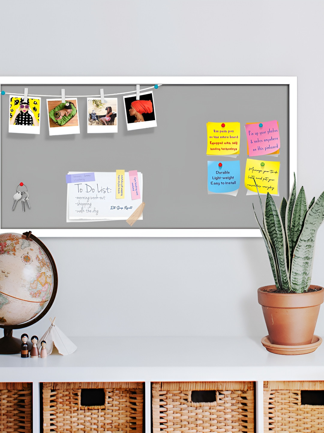 

ArtzFolio Grey Family Dark Slate Coloured Wooden Bulletin Board With Push Pin, White