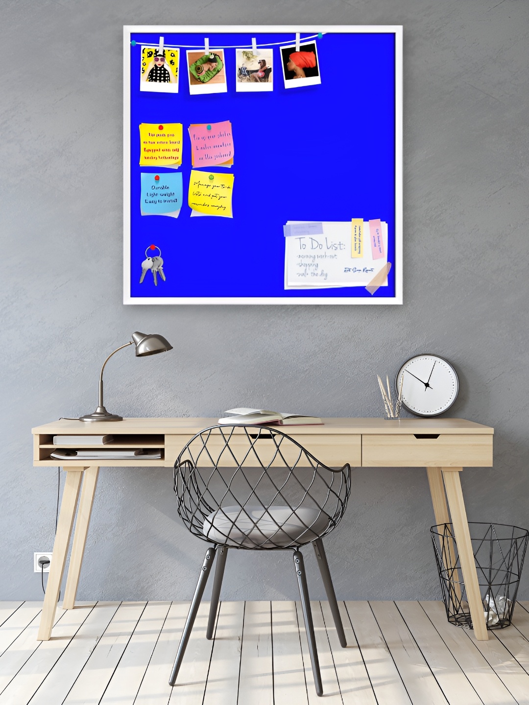 

ArtzFolio White & Blue Wooden Bulletin Board With Push Pin & Sticky Notes