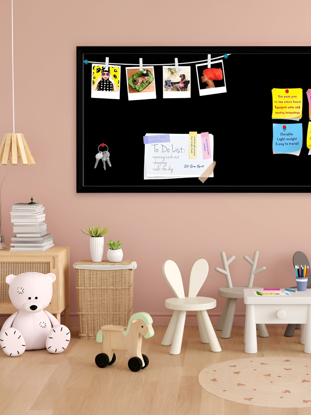 ArtzFolio Black & Grey Wooden Bulletin Board With Sticky Note Wall Hanging Decor