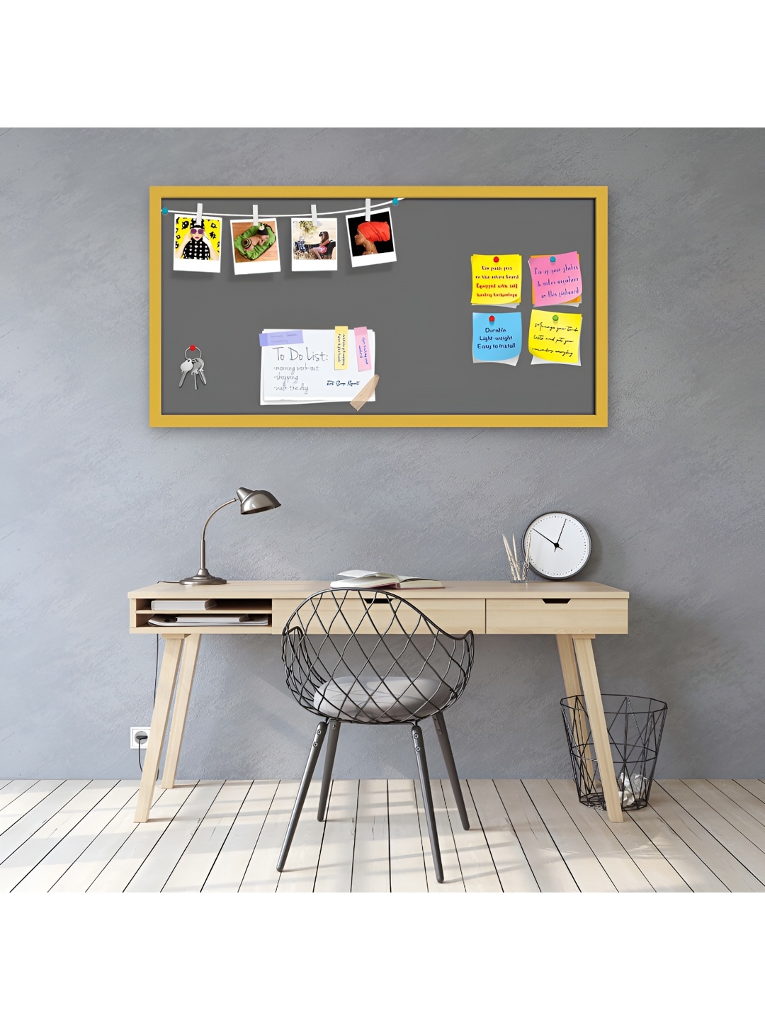 

ArtzFolio Grey Wooden Bulletin Board With Sticky Note Wall Hanging Decor
