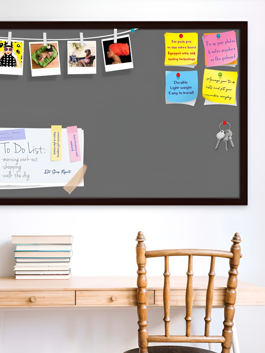 

ArtzFolio Grey & Brown Printed Wooden Bulletin Board With Sticky Notes