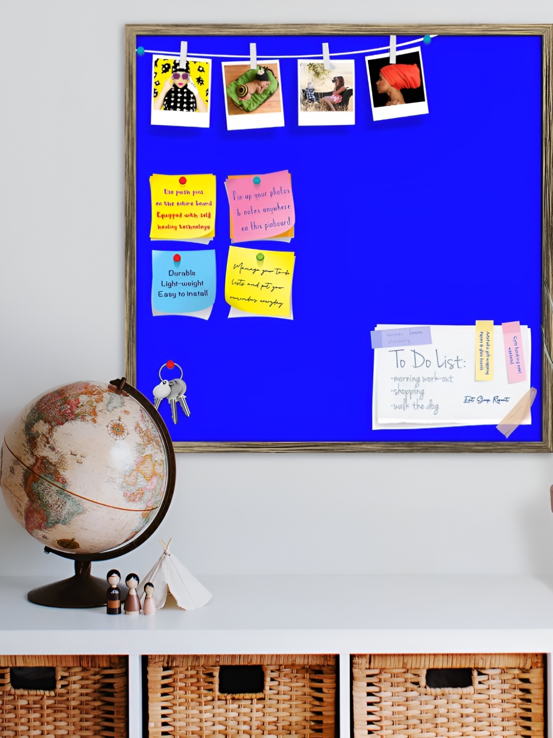 

ArtzFolio Brown & Blue Wooden Bulletin Board Wall Decor