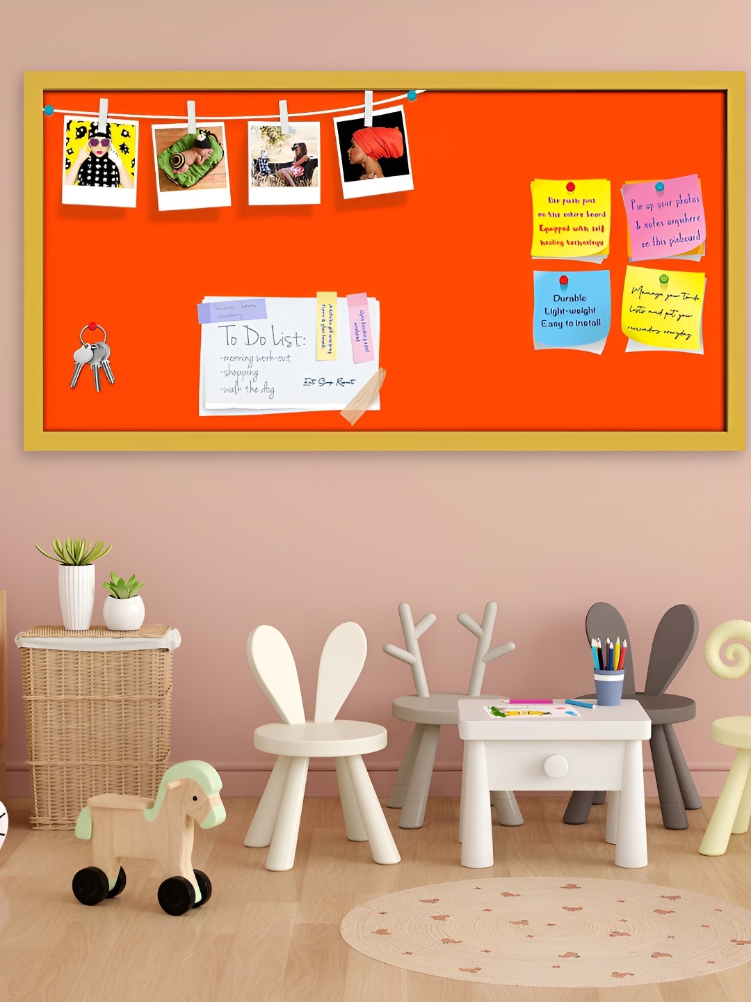 

ArtzFolio Gold Toned & Orange Wooden Bulletin Board Wall Decor