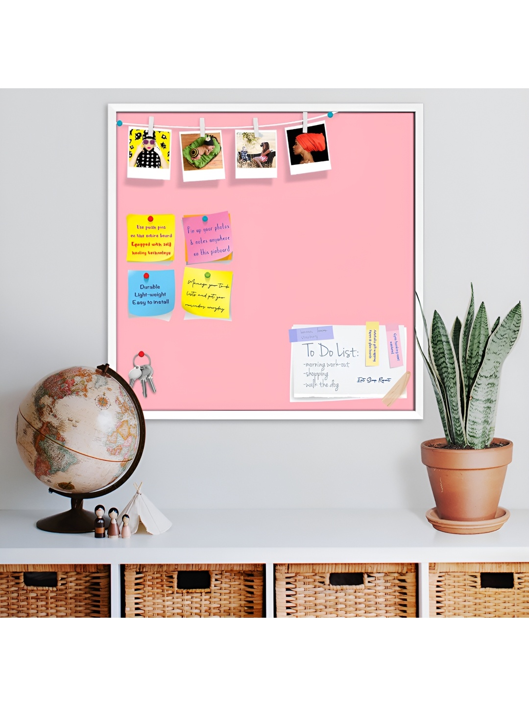 

ArtzFolio Pink & White Wooden Bulletin Board With Sticky Notes