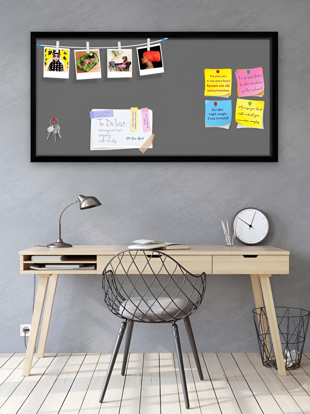 

ArtzFolio Black & Grey Wooden Bulletin Board With Sticky Notes