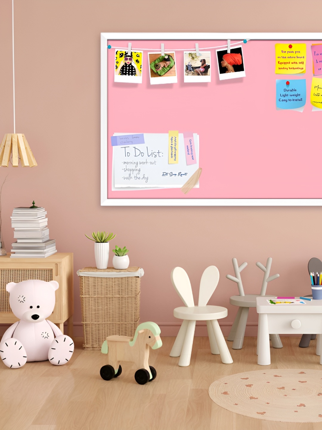 

ArtzFolio Pink & White Wooden Bulletin Board With Sticky Notes