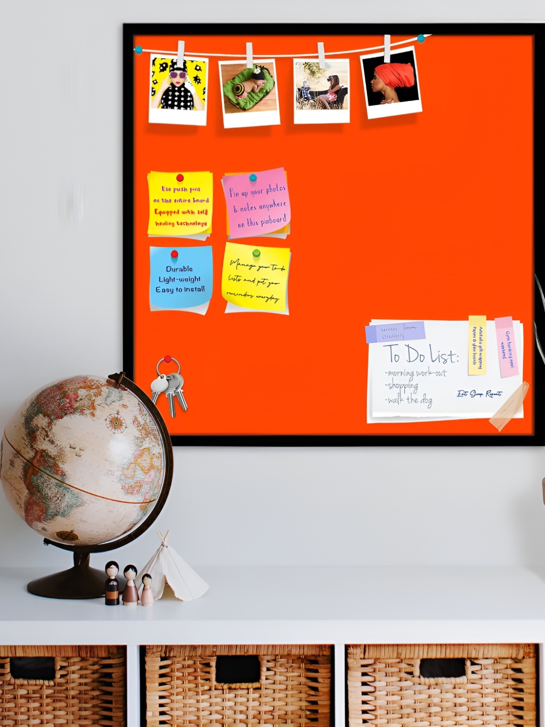 

ArtzFolio Black & Orange Wooden Bulletin Board With Sticky Note Wall Hanging Decor