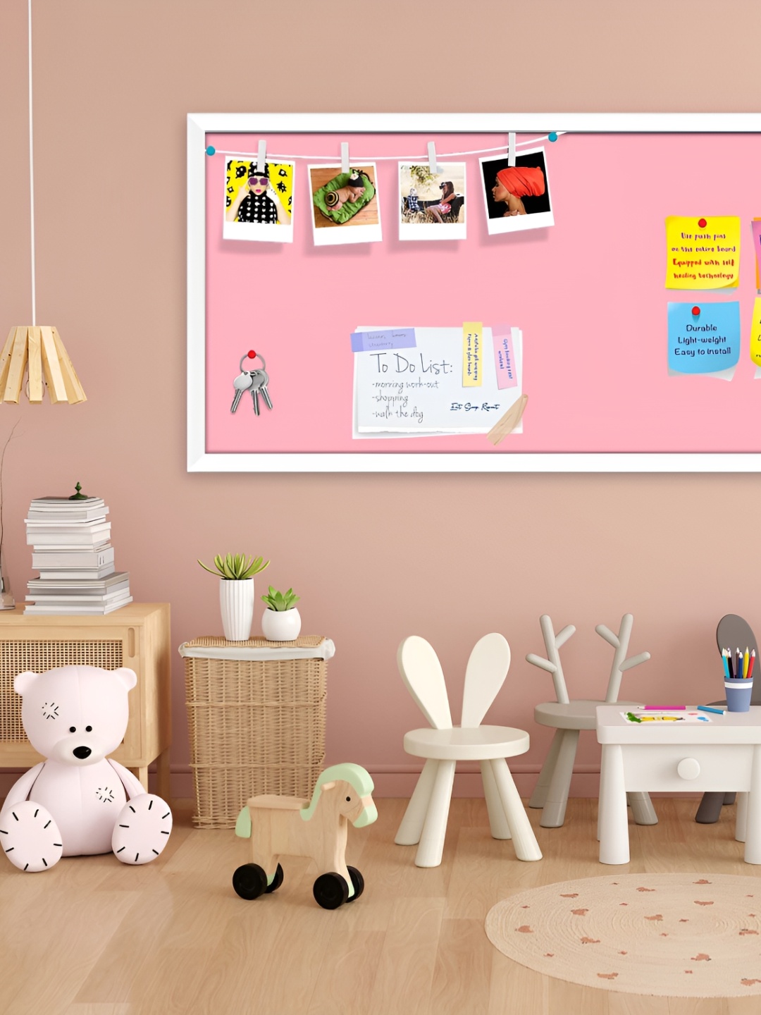 

ArtzFolio Pink & White Wooden Bulletin Board With Sticky Notes