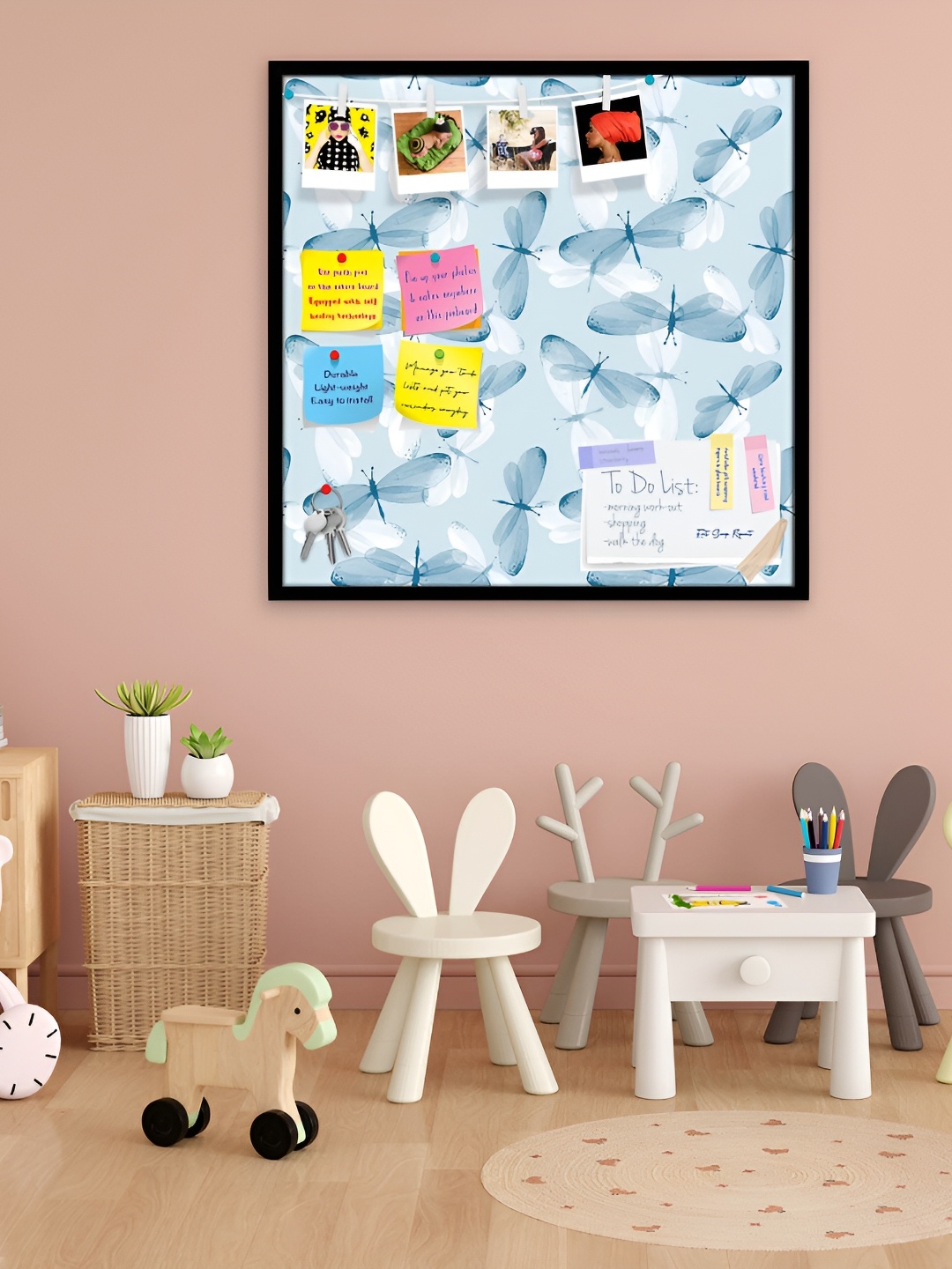 

ArtzFolio Black & White Printed Wooden Bulletin Board With Sticky Notes