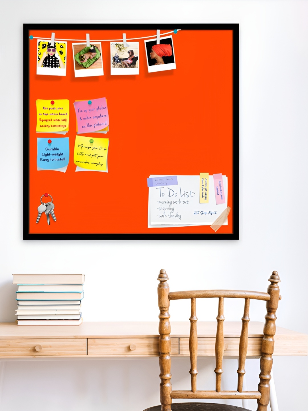 

ArtzFolio Black & Orange Coloured Wooden Bulletin Board With Sticky Notes