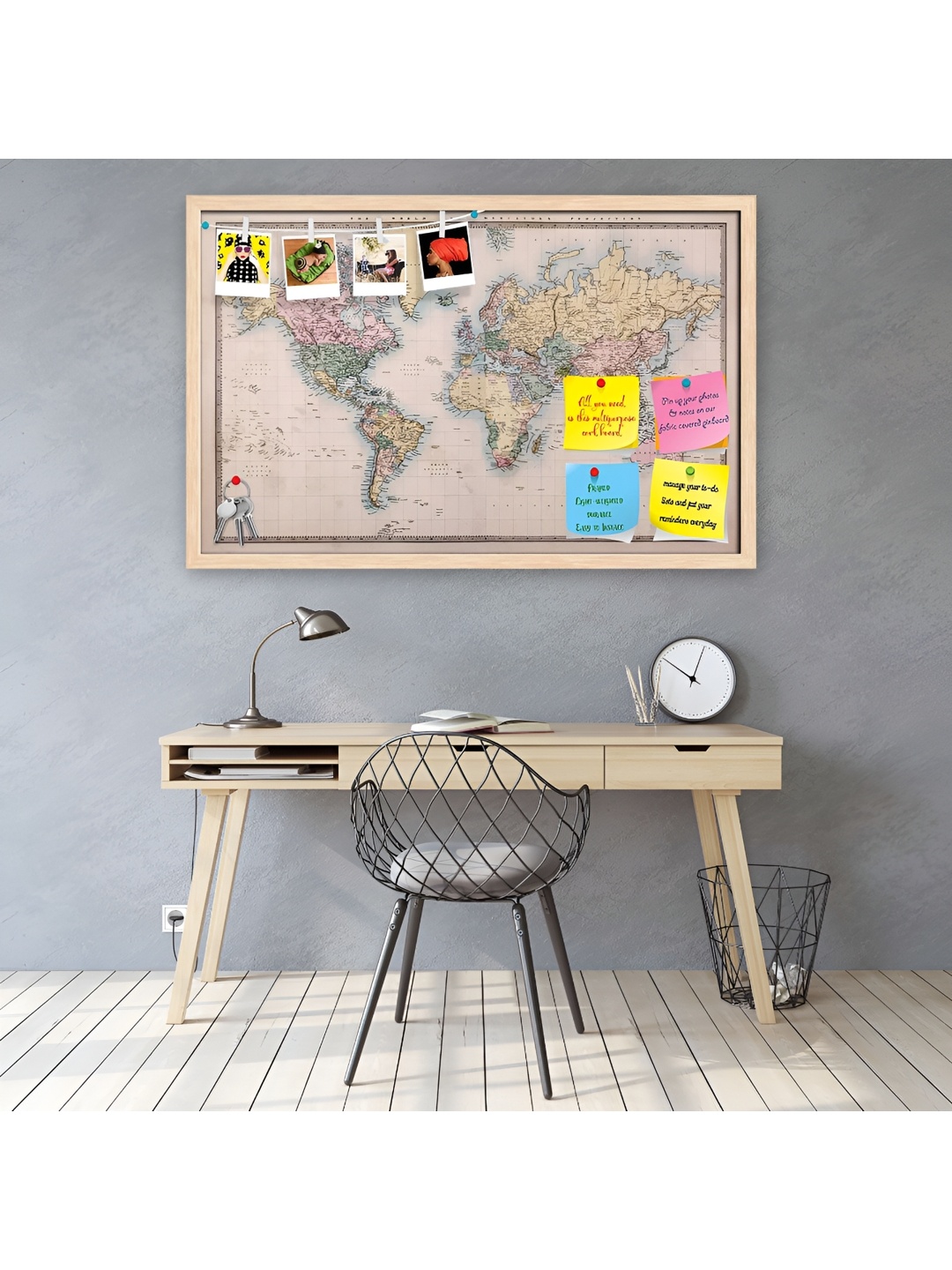 ArtzFolio Brown World Map On Mercators Projection Circa1860 Printed Wooden Bulletin Board