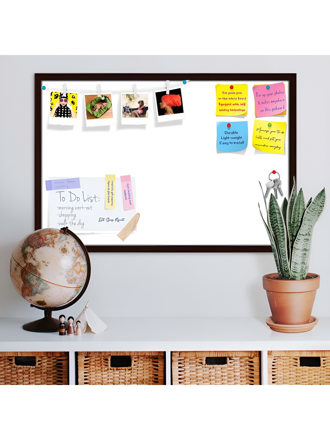

ArtzFolio Brown & White Printed Wooden Bulletin Board With Sticky Notes