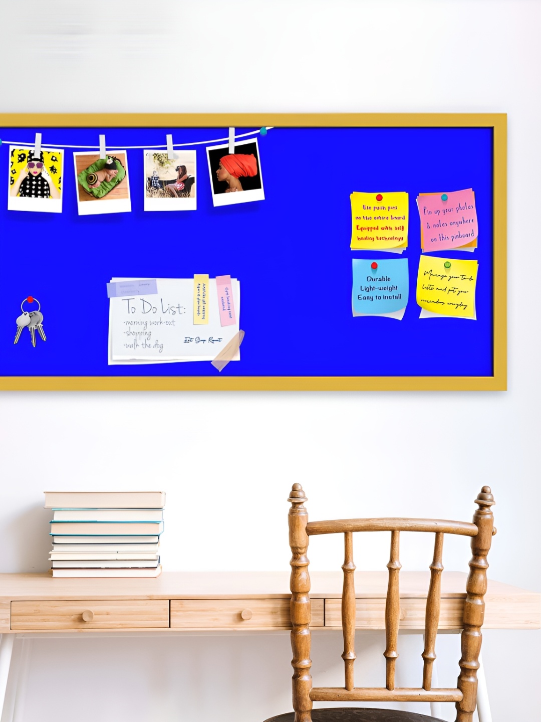 

ArtzFolio Gold Toned & Blue Wooden Bulletin Board Wall Decor