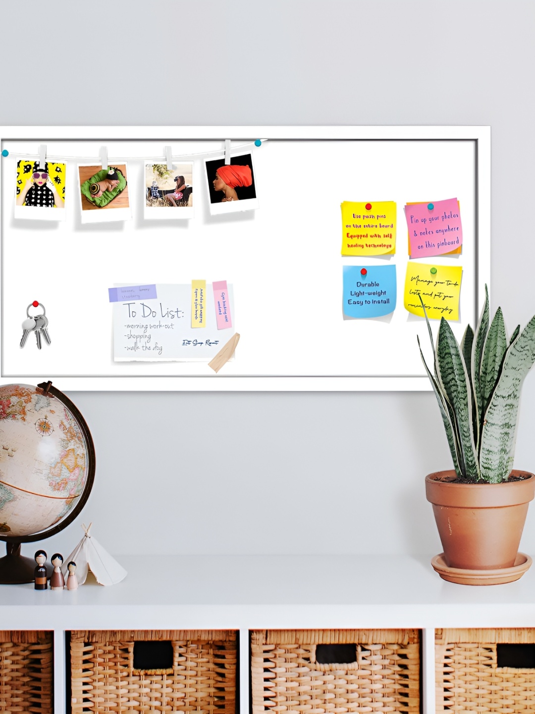 

ArtzFolio White Wooden Bulletin Board With Sticky Note Wall Hanging Decor