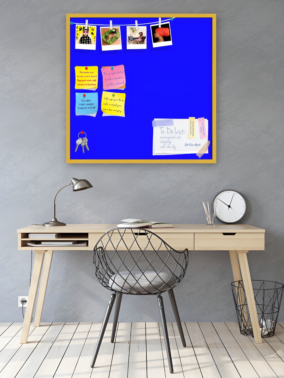 

ArtzFolio Blue Wooden Bulletin Board With Sticky Notes