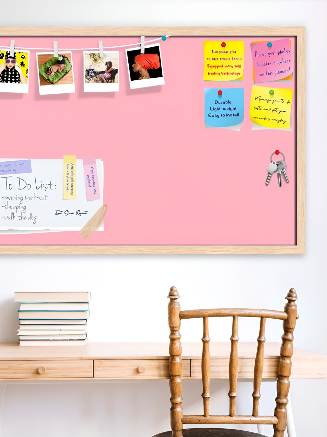 

ArtzFolio Brown & Pink Printed Wooden Bulletin Board With Sticky Notes Wall Hanging Decor
