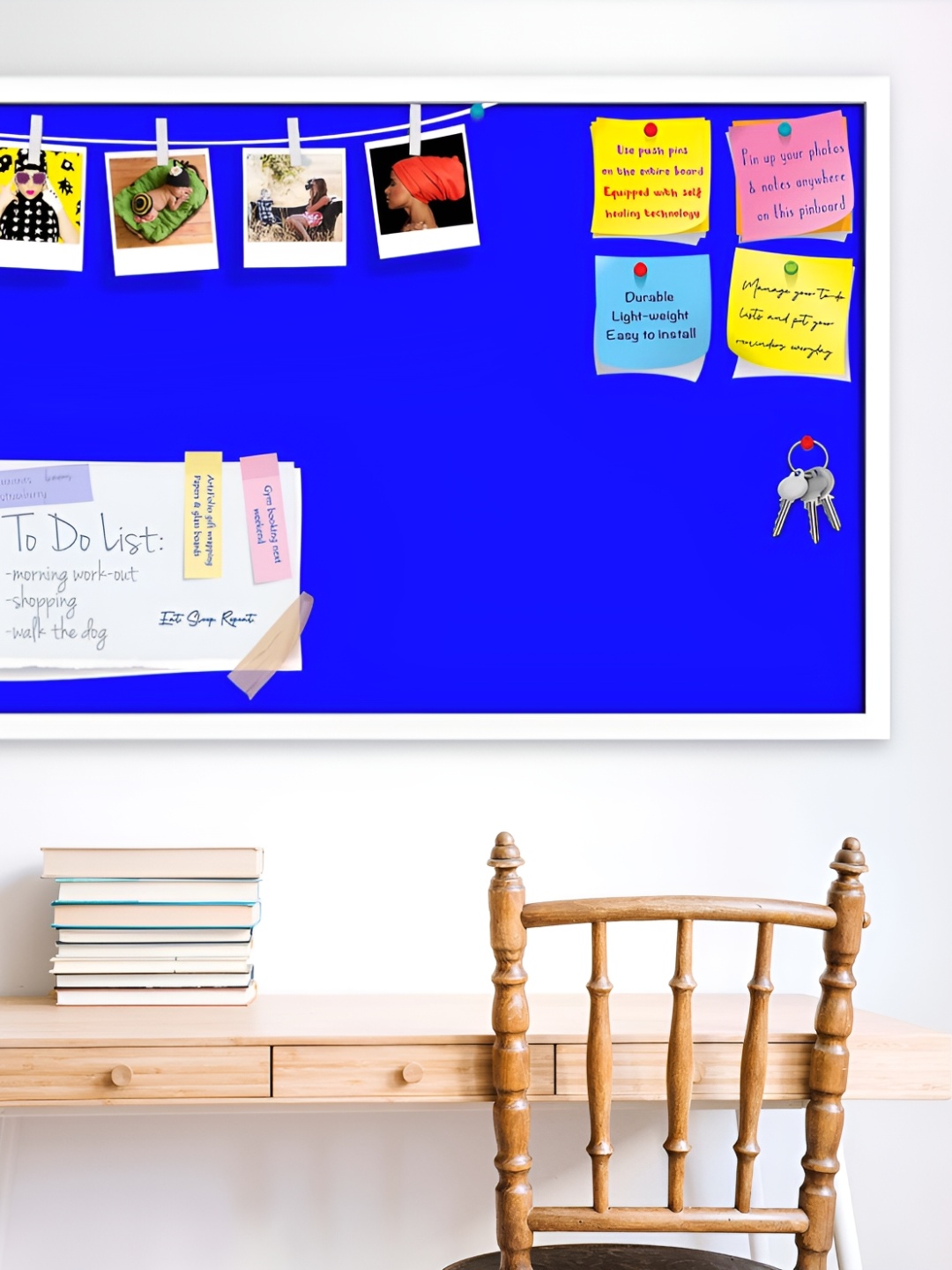 

ArtzFolio Blue & White Wooden Bulletin Board With Sticky Notes