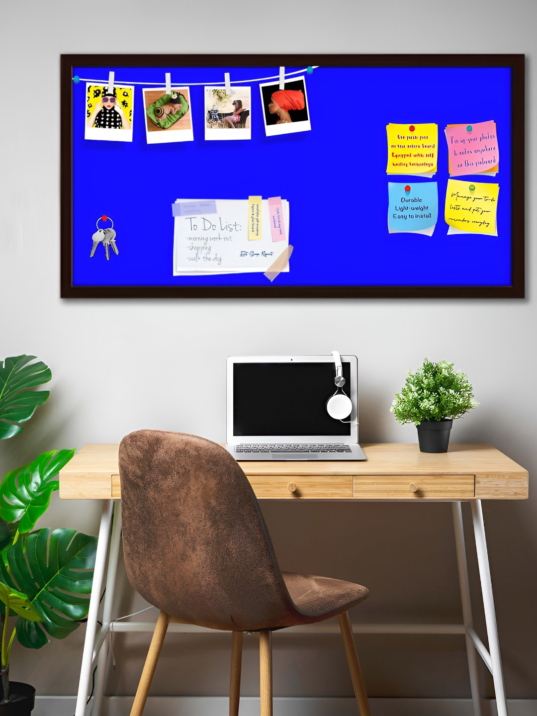 

ArtzFolio Brown & Blue Wooden Bulletin Board With Sticky Notes