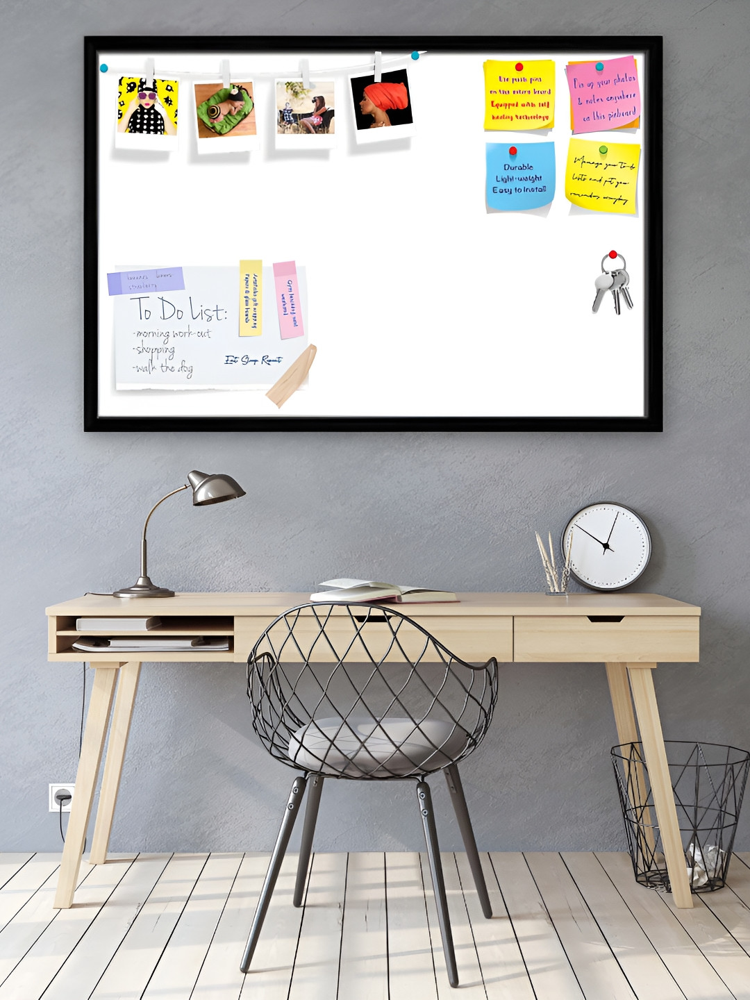 

ArtzFolio White & Black Wooden Bulletin Board With Sticky Notes