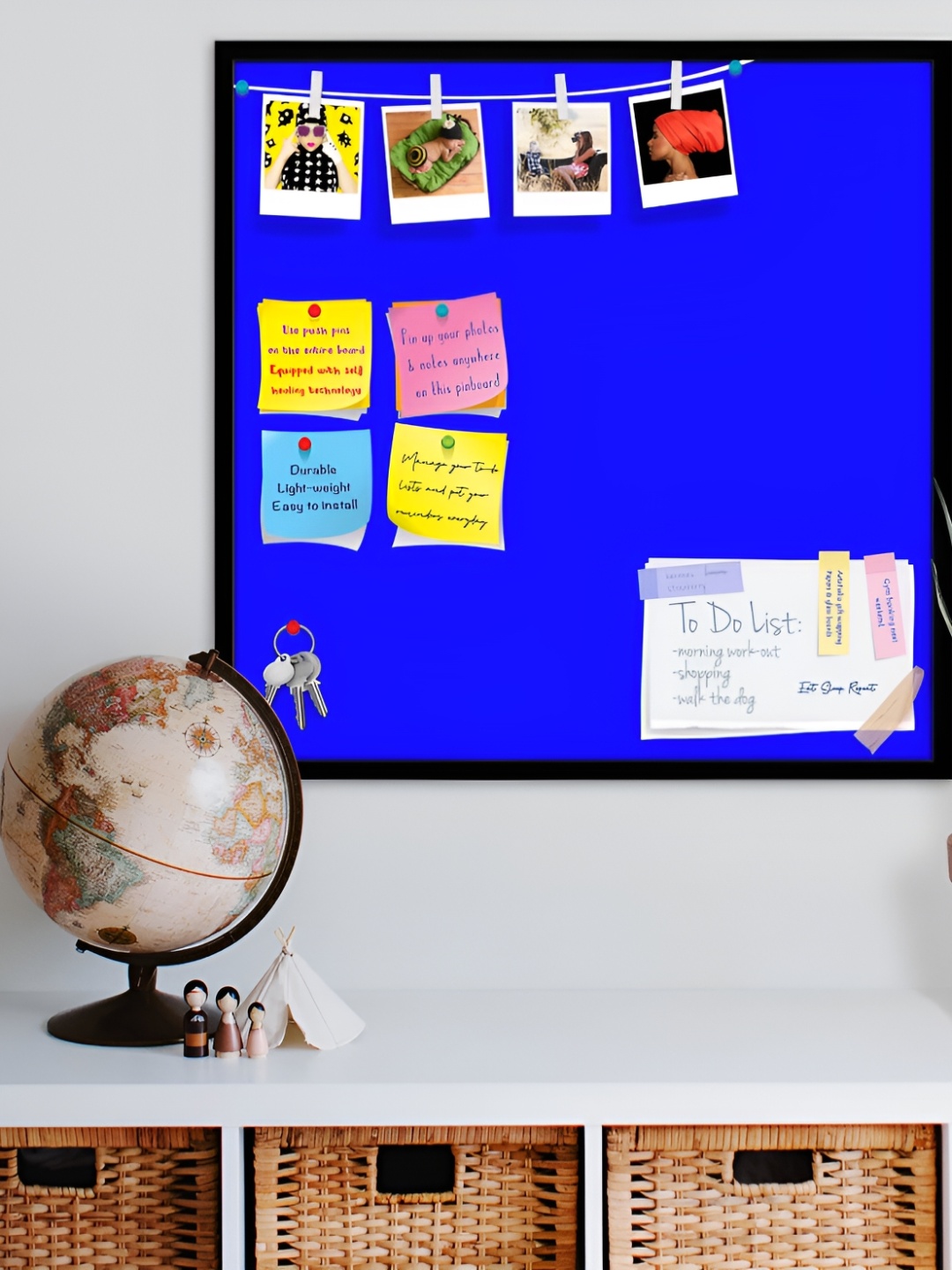 

ArtzFolio Black & Blue Wooden Bulletin Board With Sticky Notes