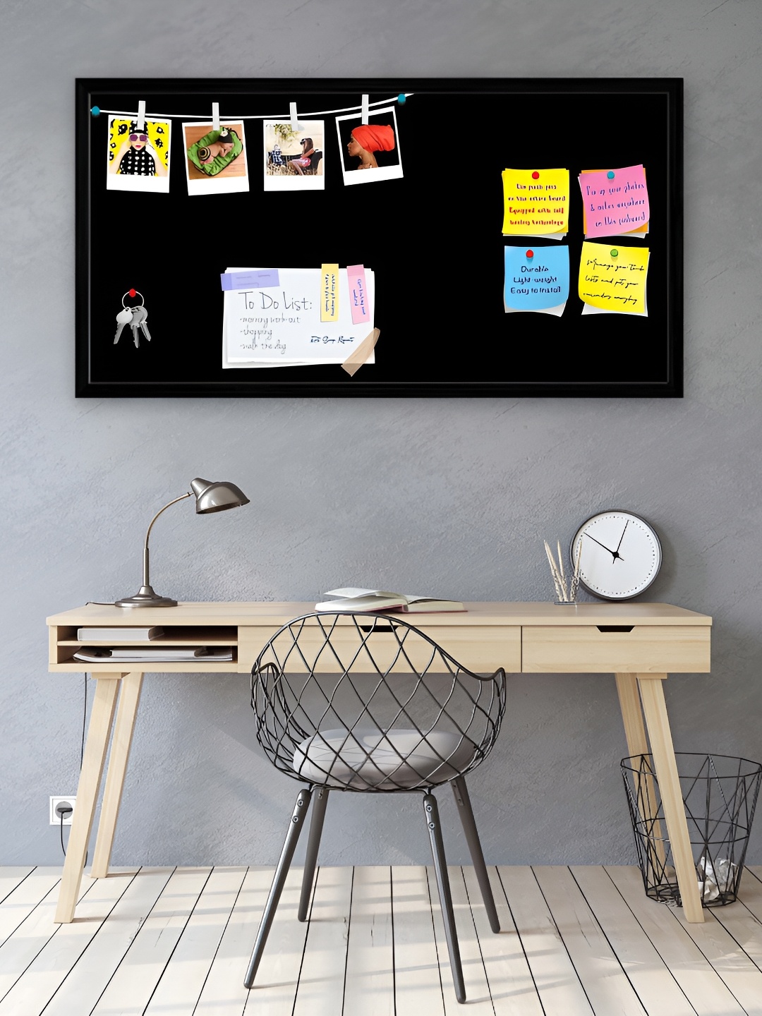 

ArtzFolio Black & Grey Wooden Bulletin Board With Sticky Notes