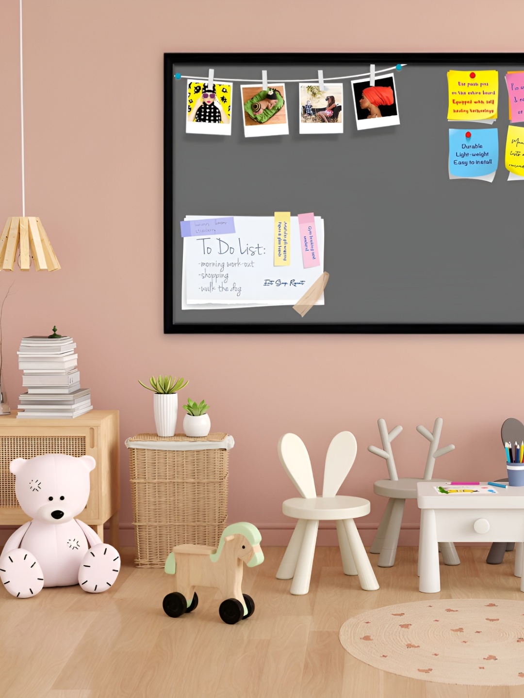 

ArtzFolio Grey & Black Wooden Bulletin Board With Sticky Notes Wall Hangings Decor