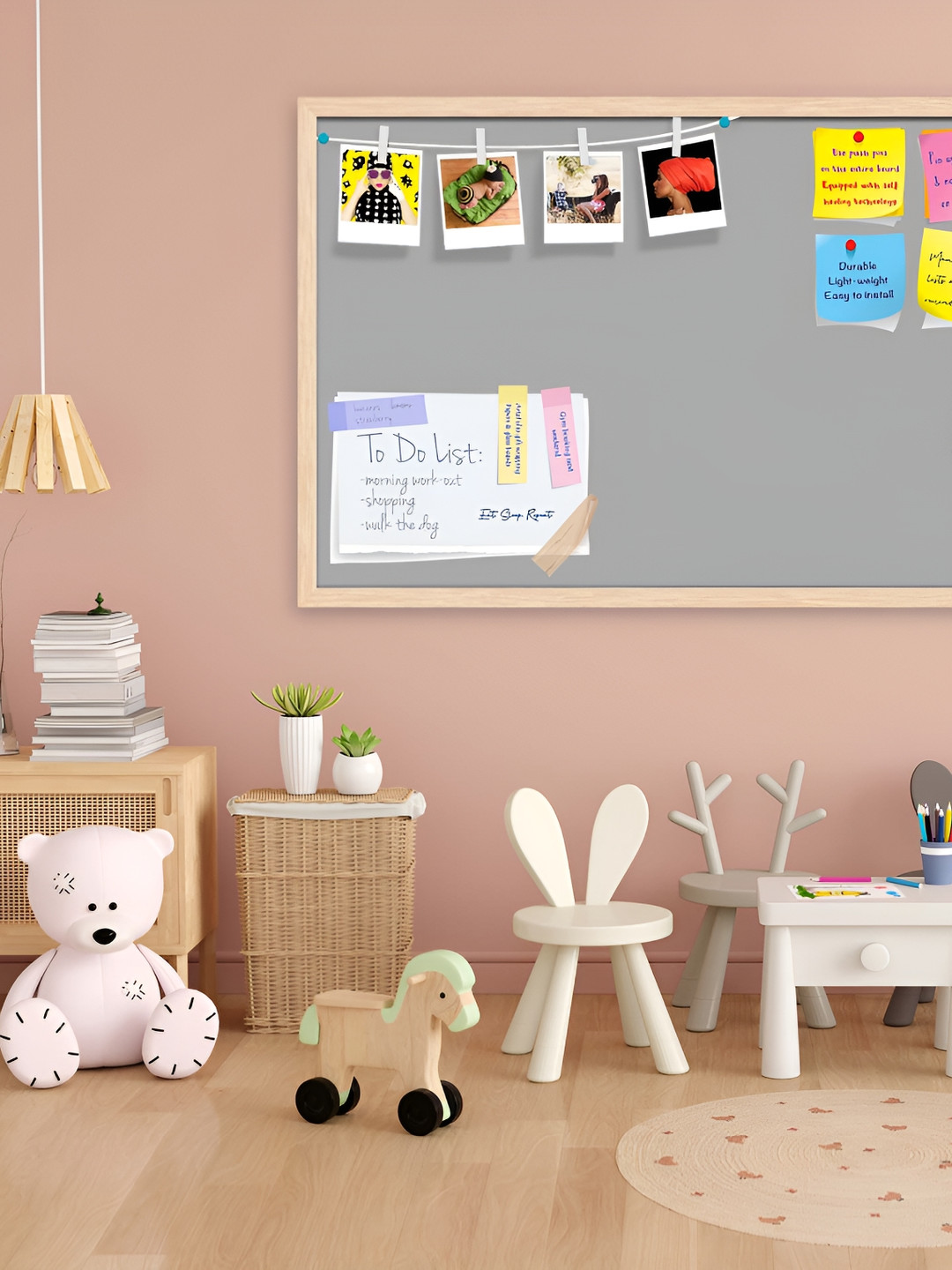 

ArtzFolio Grey & Brown Wooden Bulletin Board With Sticky Notes Wall Hanging Decor