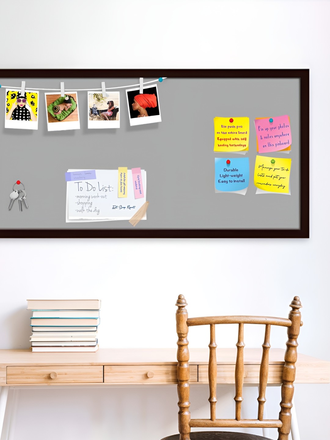 

ArtzFolio Grey & Brown Wooden Bulletin Board With Sticky Notes