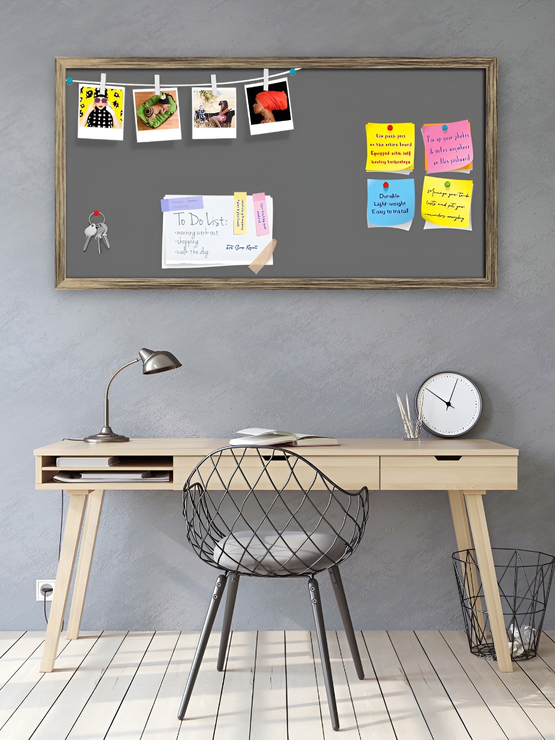 

ArtzFolio Grey Printed Wooden Bulletin Board With Sticky Notes