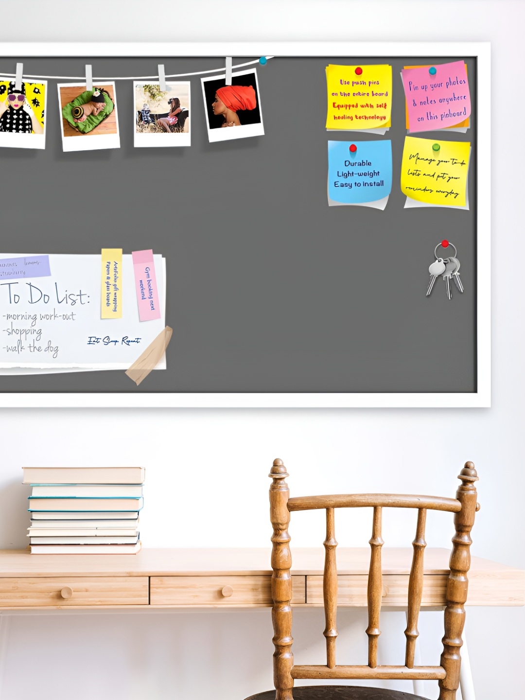 

ArtzFolio White & Grey Printed Wooden Bulletin Board With Sticky Notes