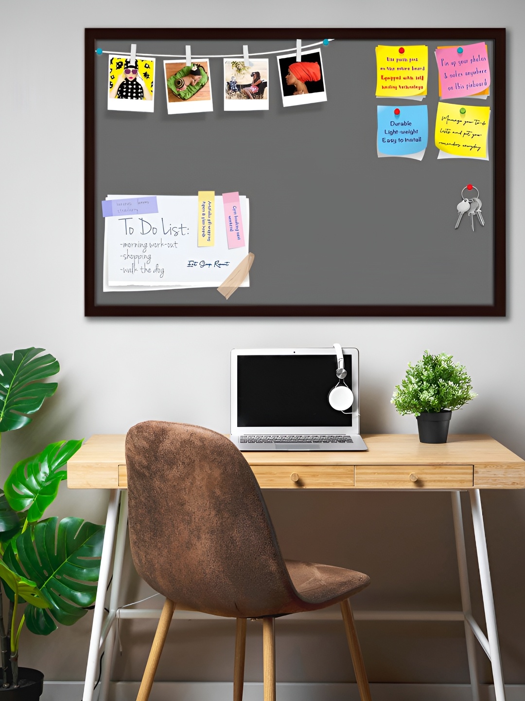 

ArtzFolio Black & Grey Wooden Bulletin Board With Sticky Notes Wall Hanging Decor