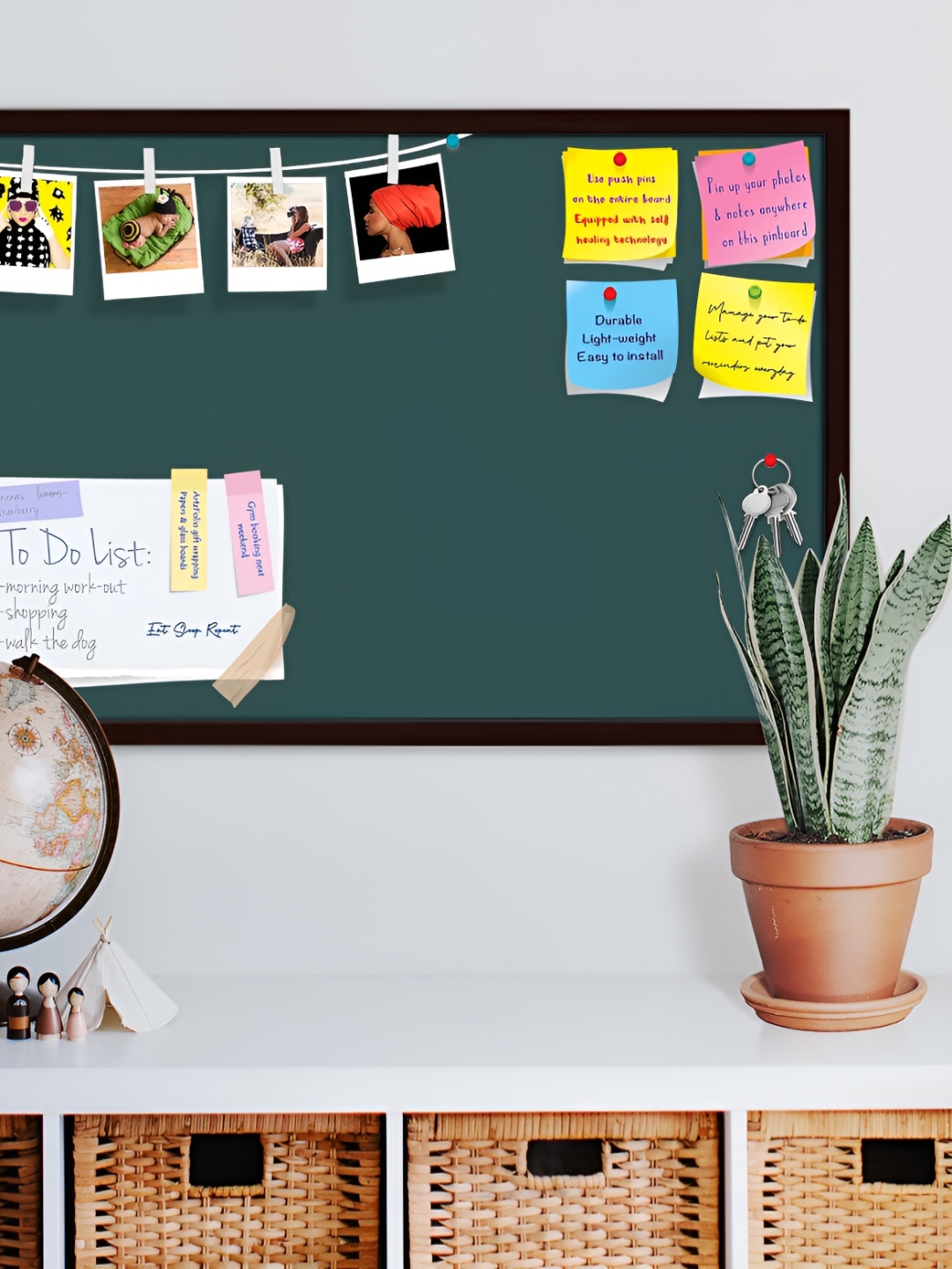 

ArtzFolio Brown & Grey Printed Wooden Bulletin Board With Sticky Notes