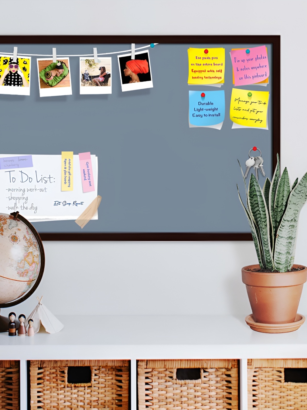 

ArtzFolio Grey & Brown Wooden Bulletin Board With Sticky Notes