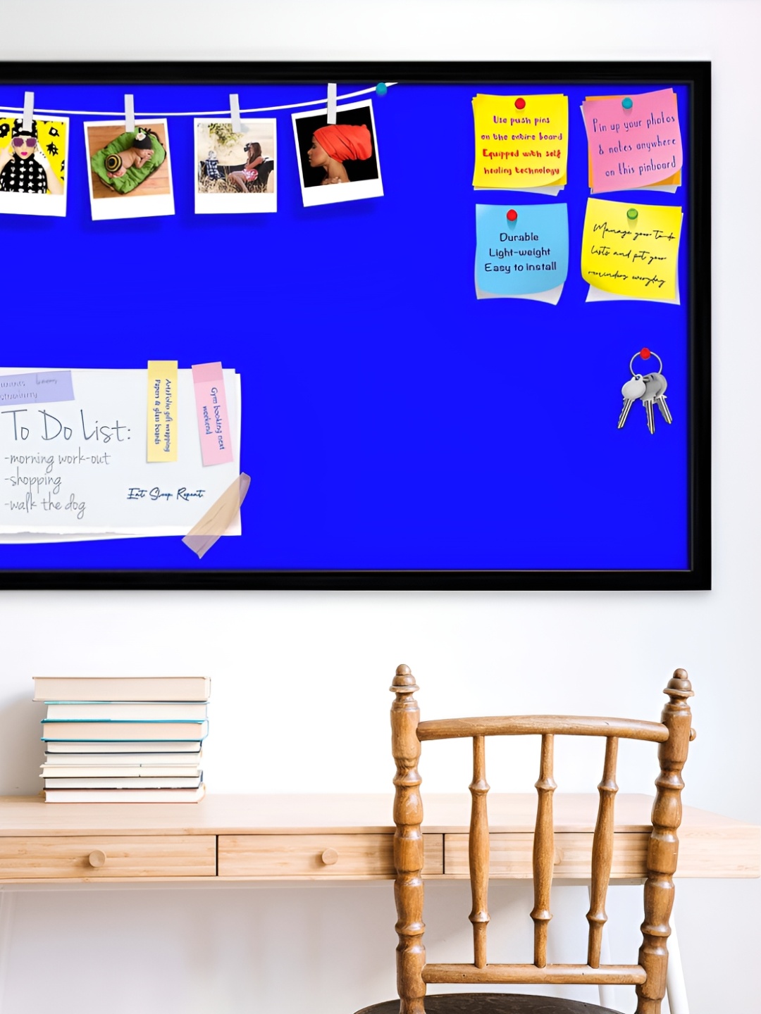 

ArtzFolio Blue & Black Wooden Bulletin Board With Sticky Notes