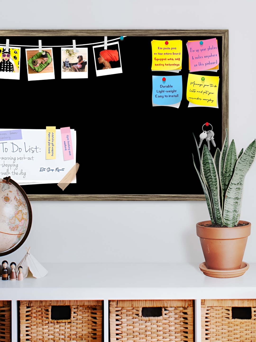 

ArtzFolio Grey & Yellow Wooden Bulletin Board With Sticky Notes Wall Hangings Decor